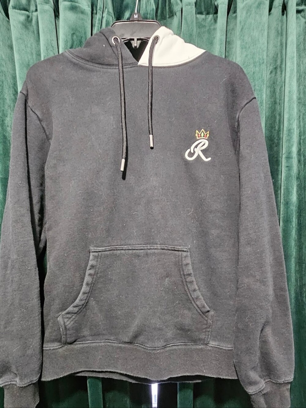 Ranboo Men's Black Pullover Hoodie with Crown 'R' Embroidery 2021